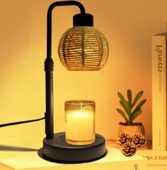Bamboo Candle Warmer Lamp with Timer, Adjustable Height and Dimmer
