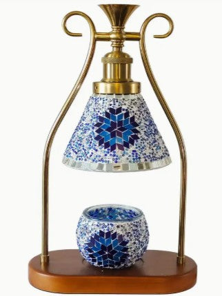 Turkish Mosaic Candle Warmer Lamp with Dimmer - BLUE