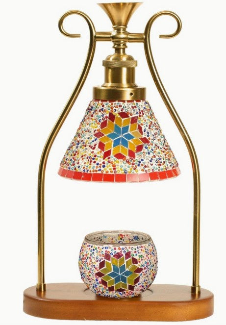 Turkish Mosaic Candle Warmer Lamp with Dimmer - WHITE