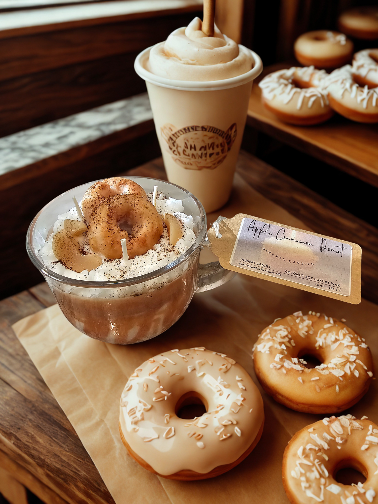 Apple Cinnamon Donut Dessert Candle 10 oz net