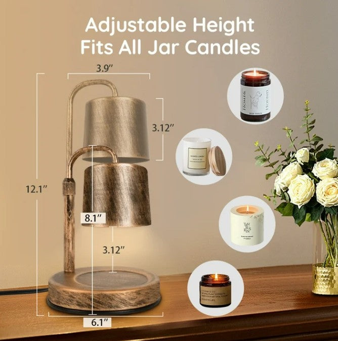 Vintage Metal Candle Warmer Lamp with Timer, Adjustable Height and Dimmer