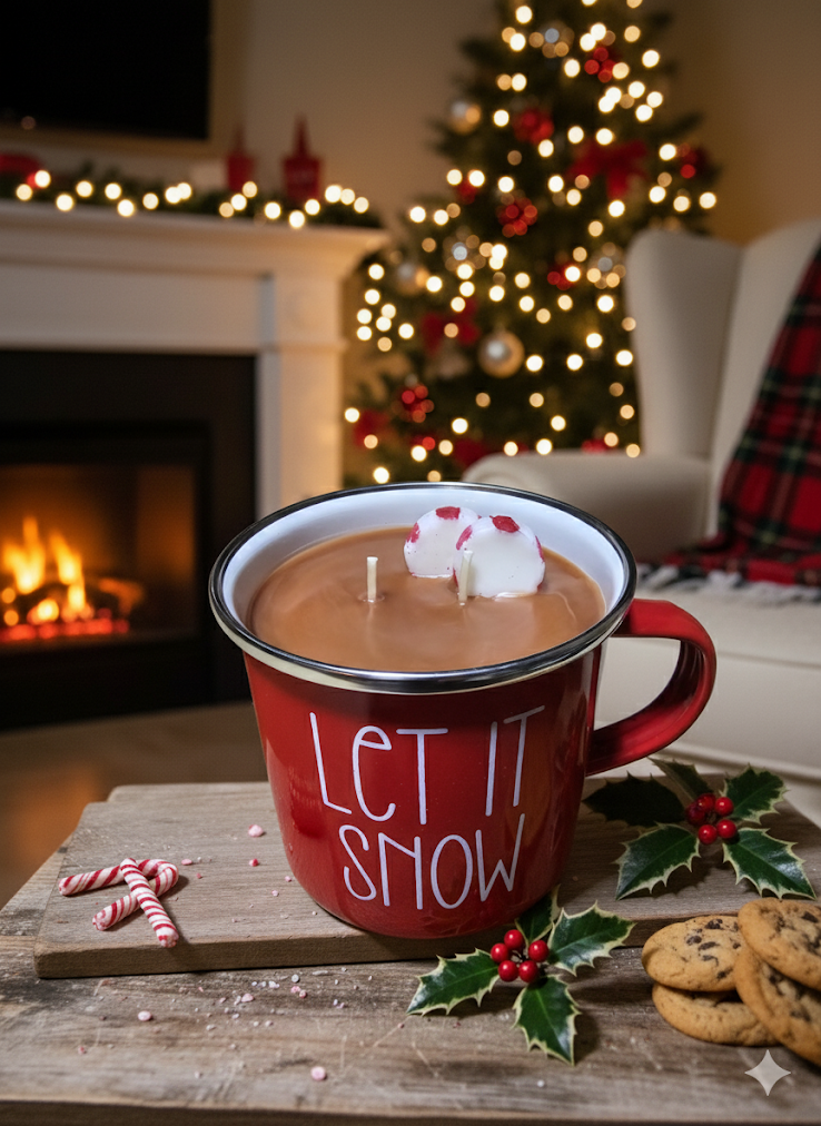 Christmas Mug - Peppermint Mocha Scented Candle 10 oz