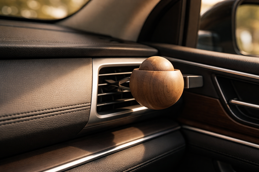 Round Black Walnut Wooden Aroma Vehicle Vent Clip