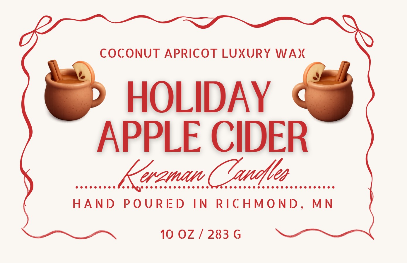 Christmas Mug - Apple Cider Scented Candle 10 oz