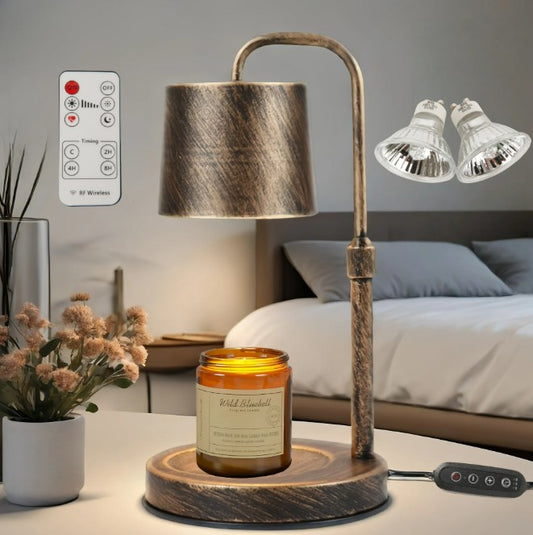Vintage Metal Candle Warmer Lamp with Timer, Adjustable Height and Dimmer