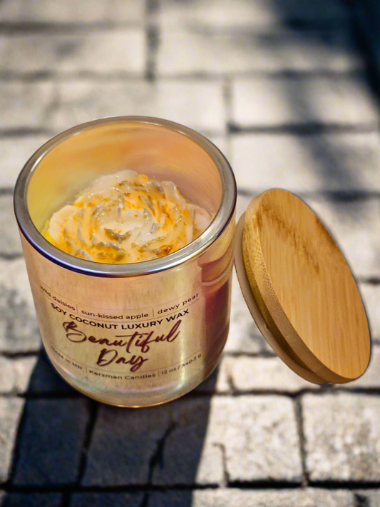 Beautiful Day Orange Flower Iridescent Candle 8.5 oz