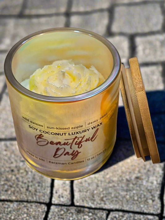 Beautiful Day Yellow Flower Iridescent Candle 8.5 oz