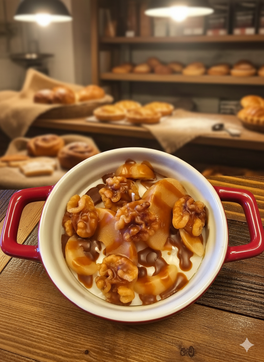 Apple Maple Walnut Dessert Candle (with reusable ceramic crock) 10 oz